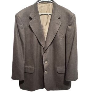 Oscar De La Renta Men's 100% Wool Blazer Sports Coat Brown Houndstooth Sz 46R